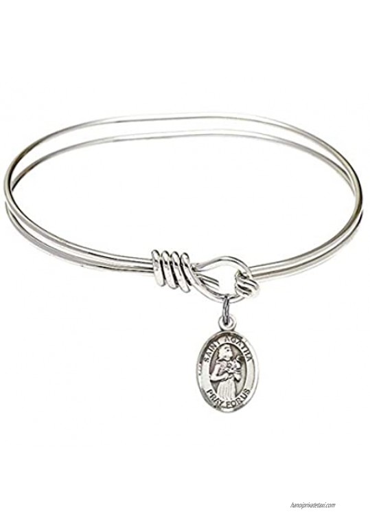 Bonyak Jewelry Oval Eye Hook Bangle Bracelet w/St. Agatha in Sterling Silver