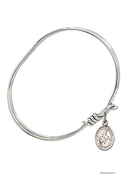 Bonyak Jewelry Oval Eye Hook Bangle Bracelet w/St. Margaret of Scotland in Sterling Silver