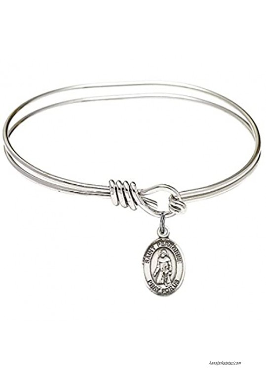 Bonyak Jewelry Oval Eye Hook Bangle Bracelet w/St. Peregrine Laziosi in Sterling Silver