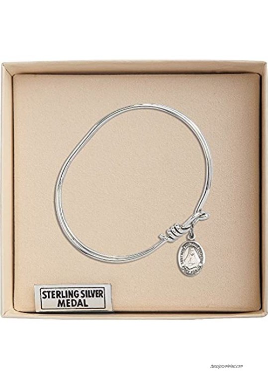 Bonyak Jewelry Oval Eye Hook Bangle Bracelet w/St. Rose Philippine Duchesne in Sterling Silver