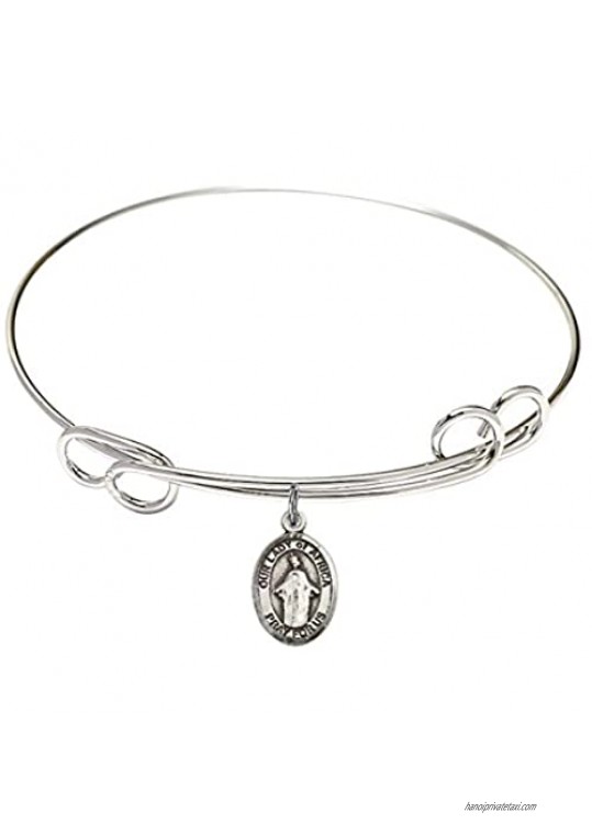 Bonyak Jewelry Round Double Loop Bangle Bracelet w/Our Lady of Africa in Sterling Silver