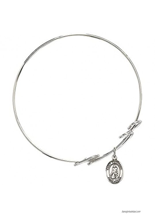 Bonyak Jewelry Round Double Loop Bangle Bracelet w/St. Peregrine Laziosi in Sterling Silver