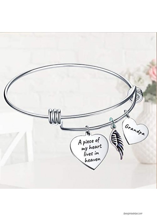 Elegant Chef Grandpa Memorial Bangle Bracelet- A Piece of My Heart Lives in Heaven- Remembrance Sympathy Gift