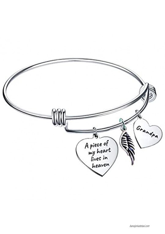 Elegant Chef Grandpa Memorial Bangle Bracelet- A Piece of My Heart Lives in Heaven- Remembrance Sympathy Gift