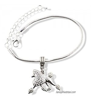 EPJ Poodle Jewelry for Women | Poodle Dog Stainless Steel Snake Chain Charm Bracelet
