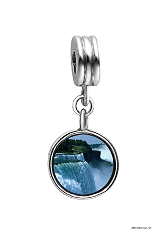 GiftJewelryShop Travel Niagara Falls Light Amethyst Crystal June Birthstone Flower Dangle Charm Bracelets