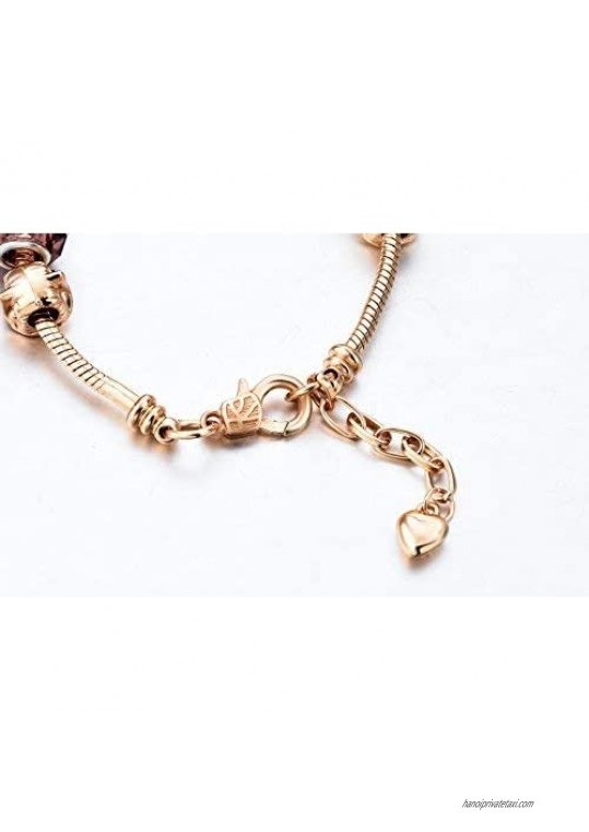 Gold Plated Snake Chain Bracelet Rhinestone Amethyst Crystal Birthstone Beaded Charm Bracelets Bangles for women Girls at Birthday