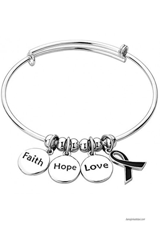 Infinite Memories Love Faith Hope Ribbon Breast Cancer Awareness Adjustable Bangle Charm Bracelet Supporting Gifts for Women Mom
