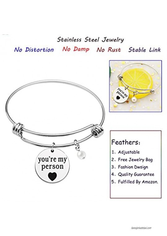 Inspirational Bangle Best Friend Graduation Gifts You are My Person Pearl Girlfriend Valentine Day Jewelry