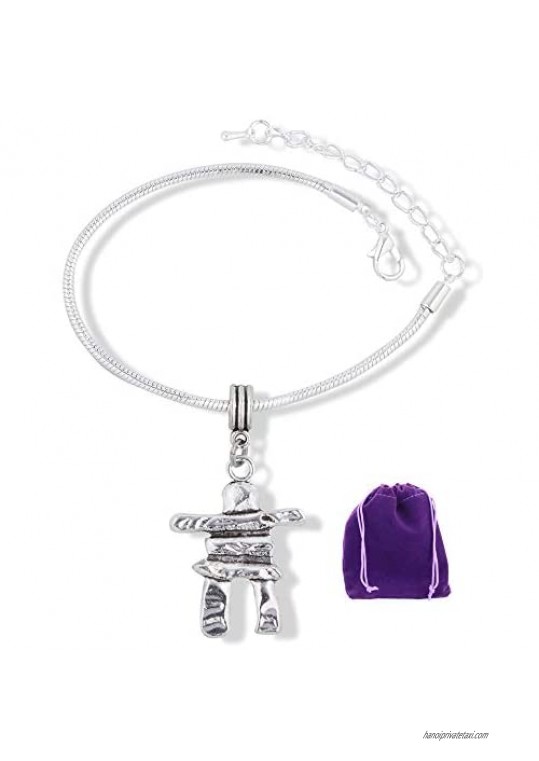 Inukshuk Bracelet | Inuksuk Large Stainless Steel Snake Chain Charm Bracelet