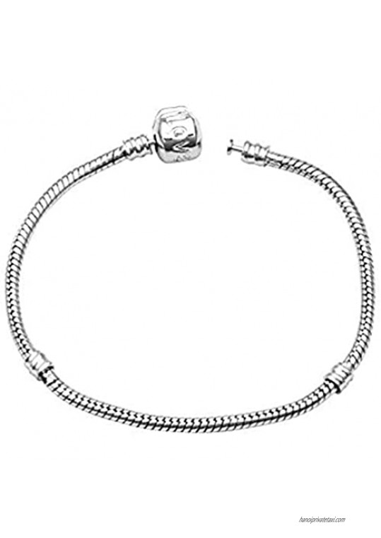MERSDW Ladies Fashion Silver Plated Pandora Style Snake Chain Charm Bracelets for Women Girls (Silver)