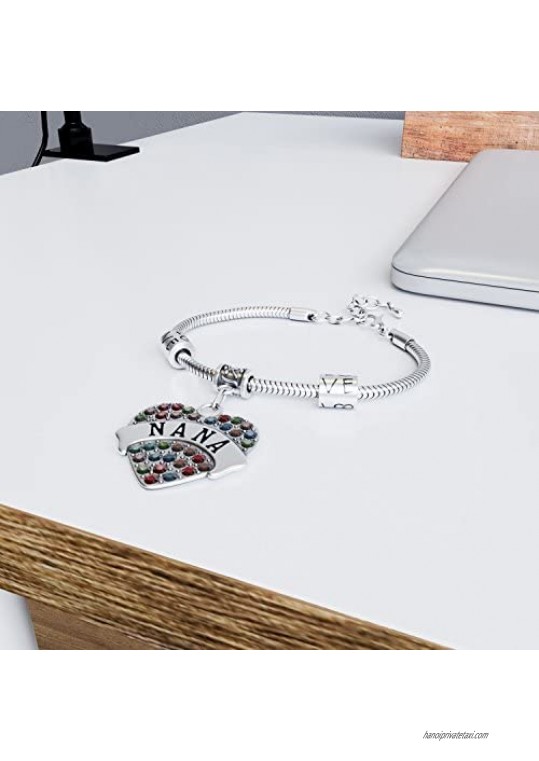 “Nana” Charm Bracelets | Adorable Nana Heart Bracelet | Best Family Jewelry Gift
