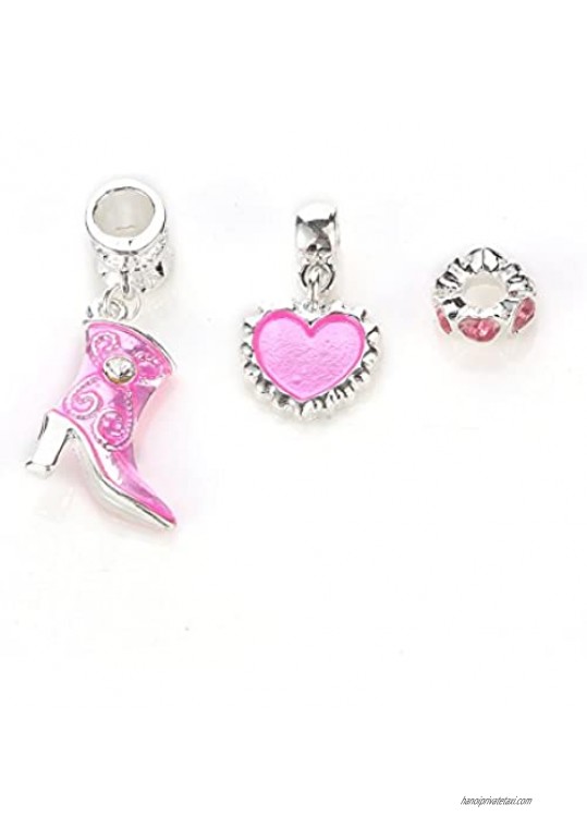 NOVADAB Pink Ribbon Breast Cancer Awareness Charms Bracelet Silver Tone ‘I Love You’ Bead Bracelet