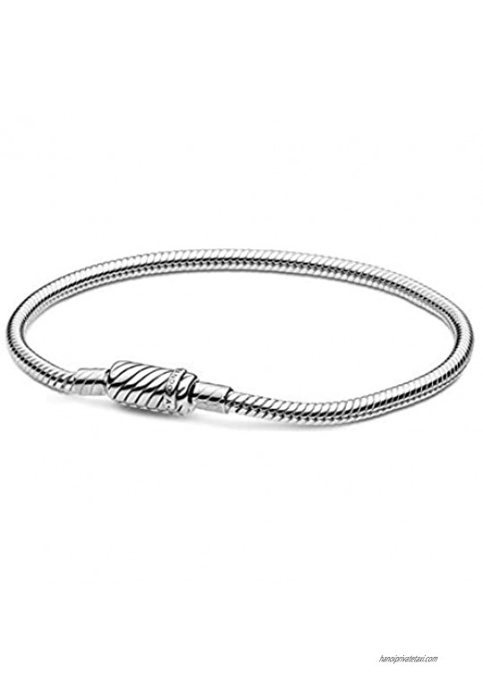 PANDORA Moments Sliding Magnetic Clasp Snake Chain 925 Sterling Silver Charm Bracelet