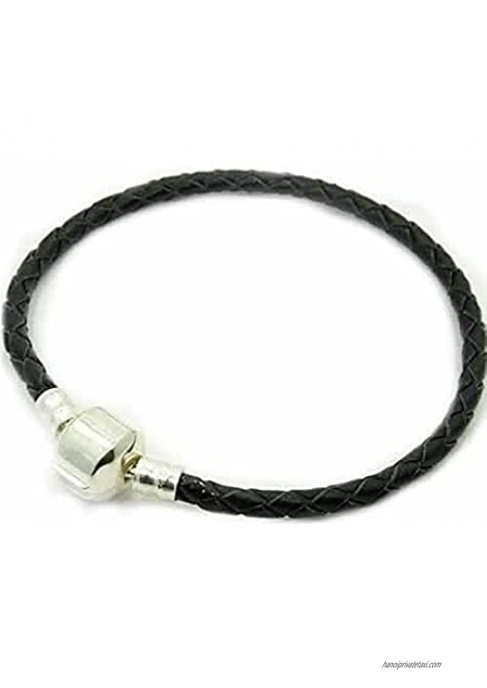 Sexy Sparkles Genuine Real Braided Leather Bracelet (Choose Pink Black Champagne or Brown and Choose Your Size)