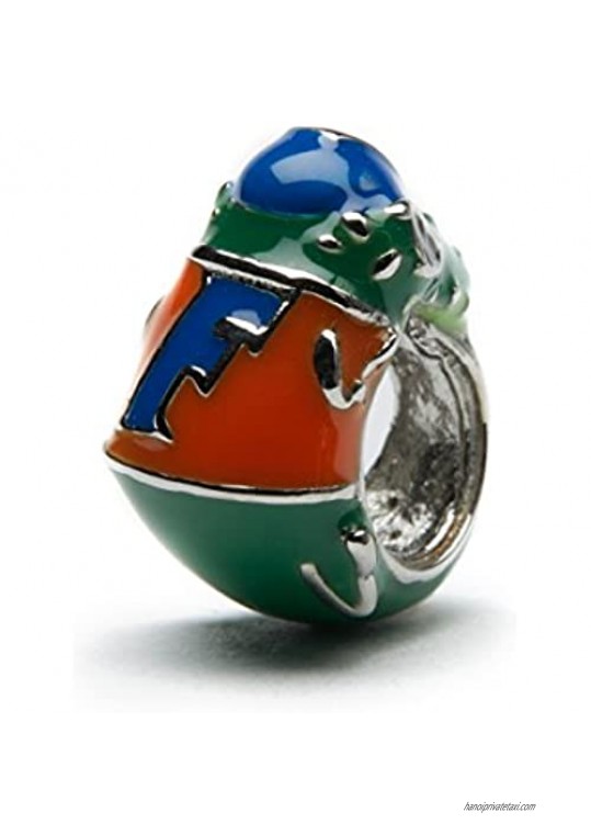 University of Florida Beads | Set of Two Florida Gator Charms | Stainless- Steel Beads | Fits Most Popular Charm Bracelets