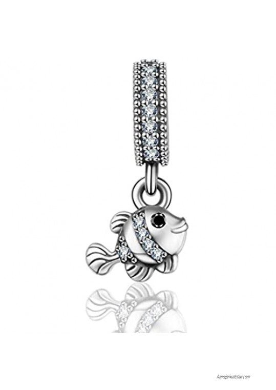 925 Sterling Silver Fish Charm Ocean Charm Birthday Charm for Pandora Charm Bracelet