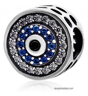 ABAOLA 925 Sterling Silver Blue Eye Charm Beads fit on Pandora Charms Bracelets