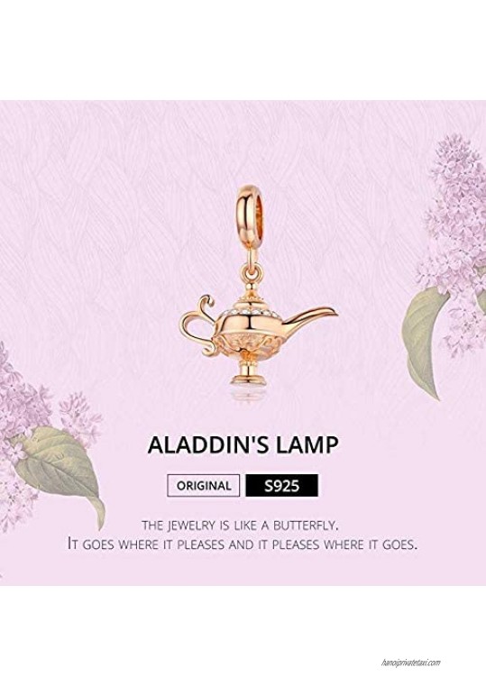 Aladdin Lamp Charm Authentic 925 Sterling Silver Charms Bead for Womens Bracelets Necklace Pendant