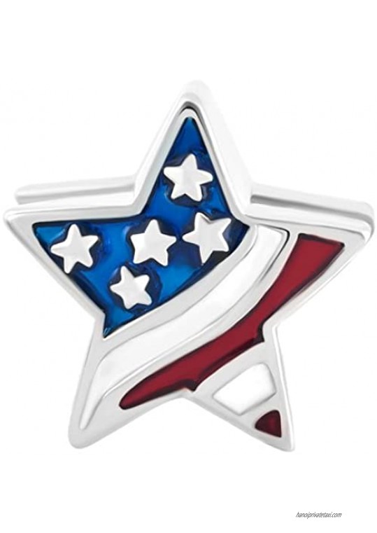 American Flag Star Charm Beads for Bracelets