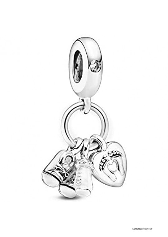 Baby Bottle and Shoes Dangle Silver Charm in 925 Sterling Silver Bead Charm Fit Women Jewelry Bracelets