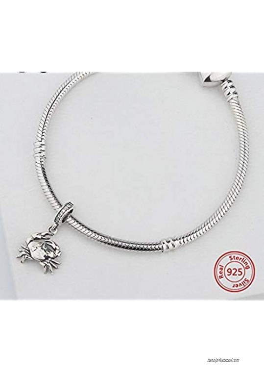 Bolenvi Dangling Crab Ocean Beach Claw Pendant 925 Sterling Silver Charm Bead for Pandora & Similar Charm Bracelets or Necklaces
