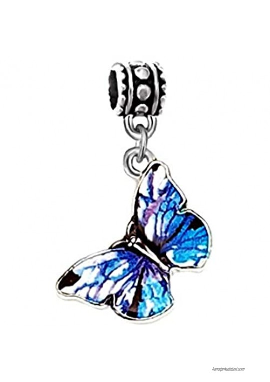 Dangle Abstract Blue Butterfly Charm Bead