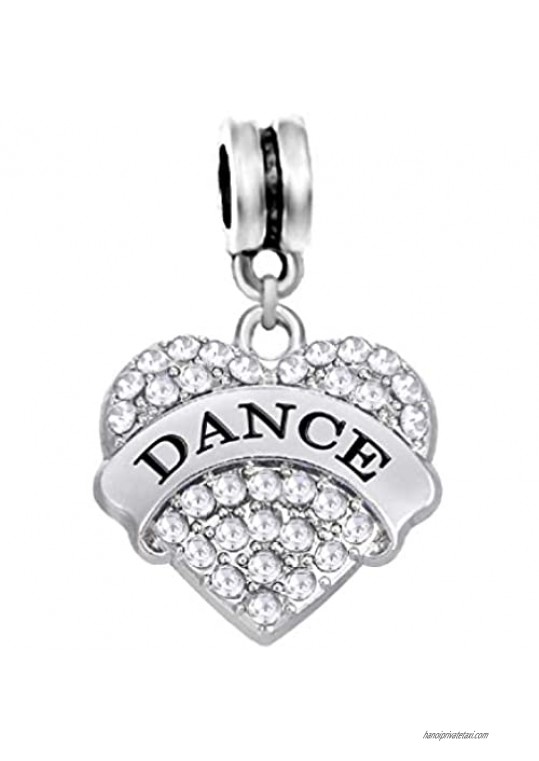 Dangle Dance Heart Charm with Crystals