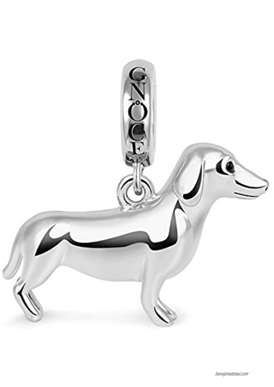 GNOCE Puppy Dog Charm Pendant Sterling Silver Chihuahua Dachshund Dangle Charm fit for Bracelets Necklace Animals Lover