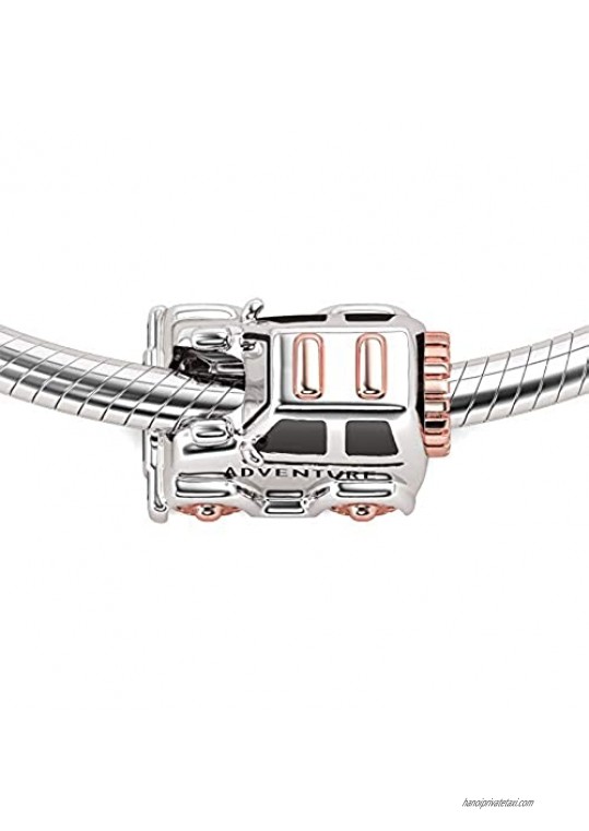 GNOCE SUV Car Charm Bead 925 Sterling Silver Rose Gold Motorcycle Bicycle Charm Fit for Bracelets Necklace for Women Girls