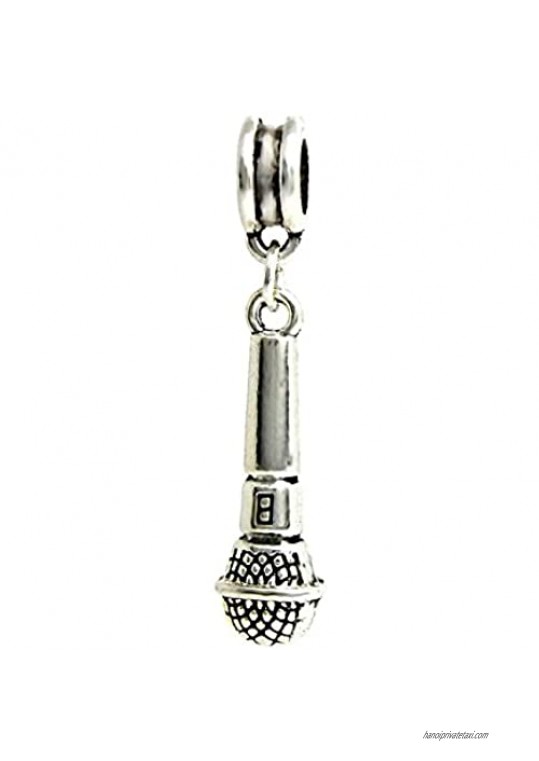 J&M Dangle Microphone Charm Bead for Charms Bracelets