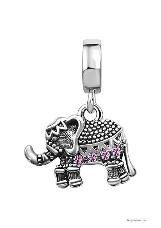 JMQJewelry Elephant Animal Birthday Birthstone January-December Month Dangle Charms for Bracelets Women Girls Jewelry Mothers Day