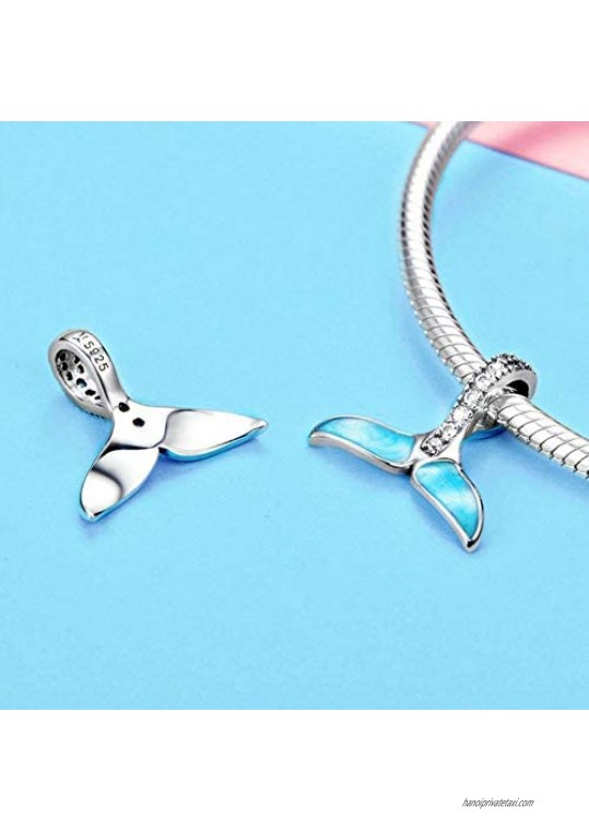Junyi Jewelry Mermaid Charm 925 Sterling Silver Fish Charm Dolphin Charm Whale Charm Ocean Charm Shark Charm for Pandora Charm Bracelet