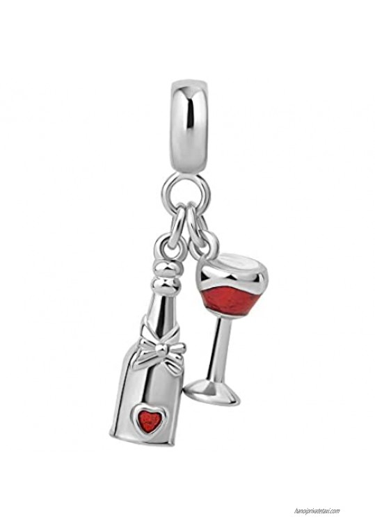 Lifequeen Be Mine Heart Love Charm Wine Charms Beads for European Bracelets