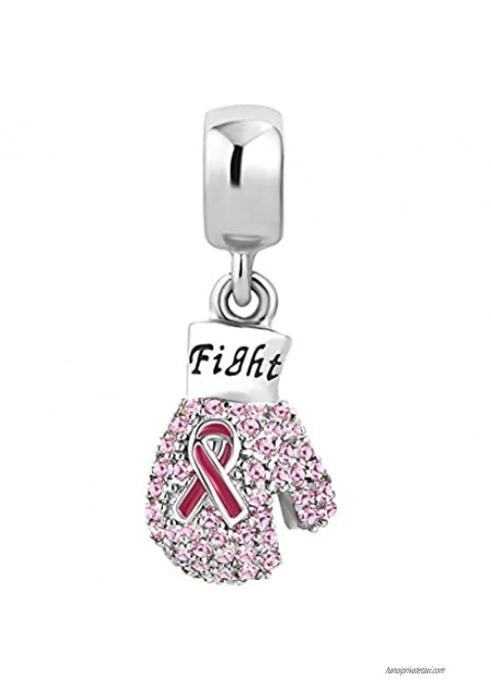 Lifequeen Faith Hope Love Charm Pink Ribbon Fight Breast Cancer Awareness Charms for Bracelets