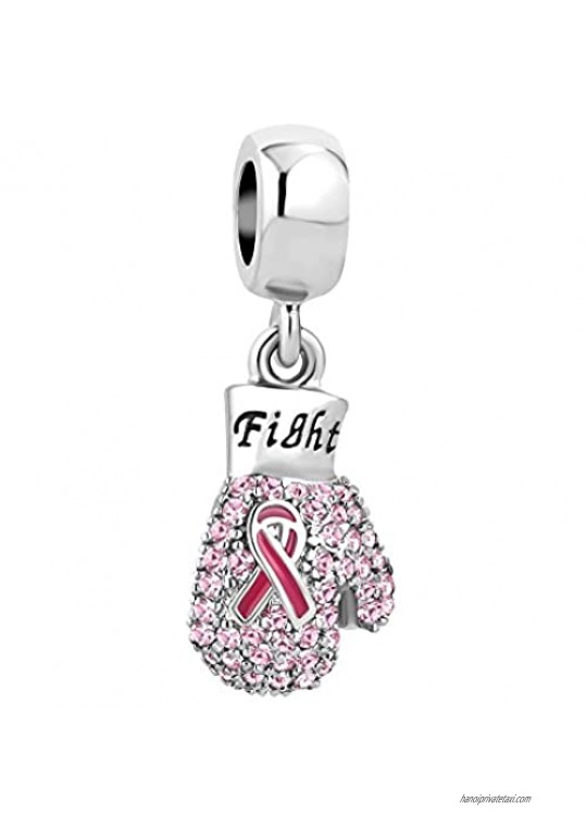Lifequeen Faith Hope Love Charm Pink Ribbon Fight Breast Cancer Awareness Charms for Bracelets