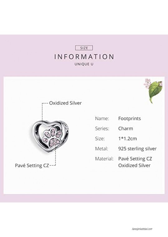Lorrifal 925 Sterling Silver Dog Paw Print Puppy Charm Bead for Pandora European Bracelets Necklace Owners of All Dog Breeds Paw Hypoallergenic Pet Jewelry