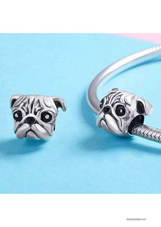 Love Dog Charm 925 Sterling Silver French Bulldog Charm Puppy Pet Dog Animal Charms for Dog Lovers