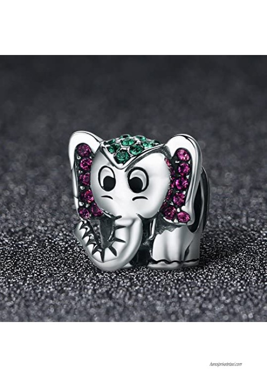 Lucky Elephant Charm Cute Animals Enamel Charms fit Charms Bracelet Necklaces Jewelry Birthday Gifts