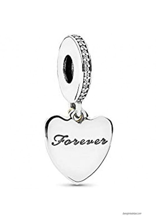 MiniJewelry I Love You Romatic Charm for Bracelets Love Herat You Me Forever Sterling Silver Charms for Women Wife Mom