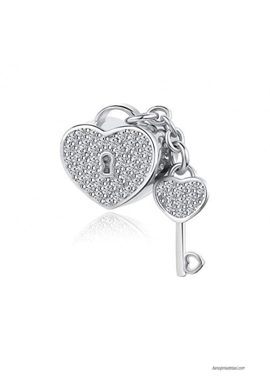 NanMuc Key To My Heart Lock And Key Charms Beads for Charms Bracelets for Wife Girlfriend