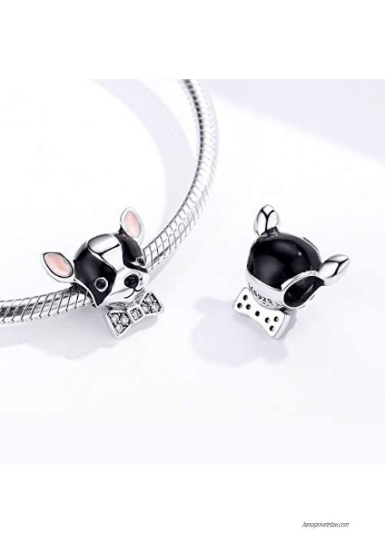 NINGAN Cute Dog Chihuahua Charms for Charms Bracelet 925 Sterling Silver Beads Fit Women's Bracelets & Necklaces Happy Birthday Charms for Women Girls Boy Men