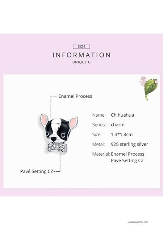 NINGAN Cute Dog Chihuahua Charms for Charms Bracelet 925 Sterling Silver Beads Fit Women's Bracelets & Necklaces Happy Birthday Charms for Women Girls Boy Men