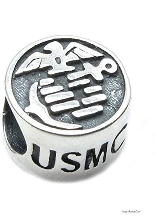 Queenberry Sterling Silver USMC Us Marine Corps European Style Bead Charm