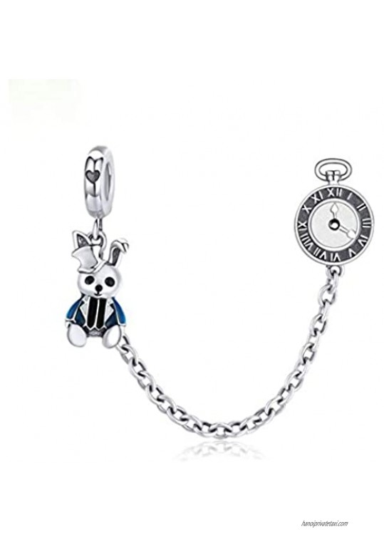 Rainbow Diamonds Spirit 925 Sterling Silver Charms for Bracelet Beads (Bear Safety Chain Charms)