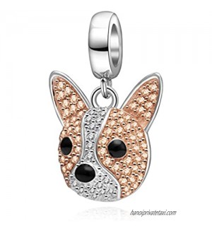 SOUKISS Rose Gold Dog Charms 925 Sterling Silver Sparkly CZ Animal Dog Paw Print Charms for Bracelet