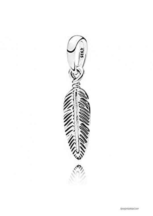 Spiritual Feather Pendant Charm 925 Sterling Silver Clip Stopper Charm for Women Charm Bracelet