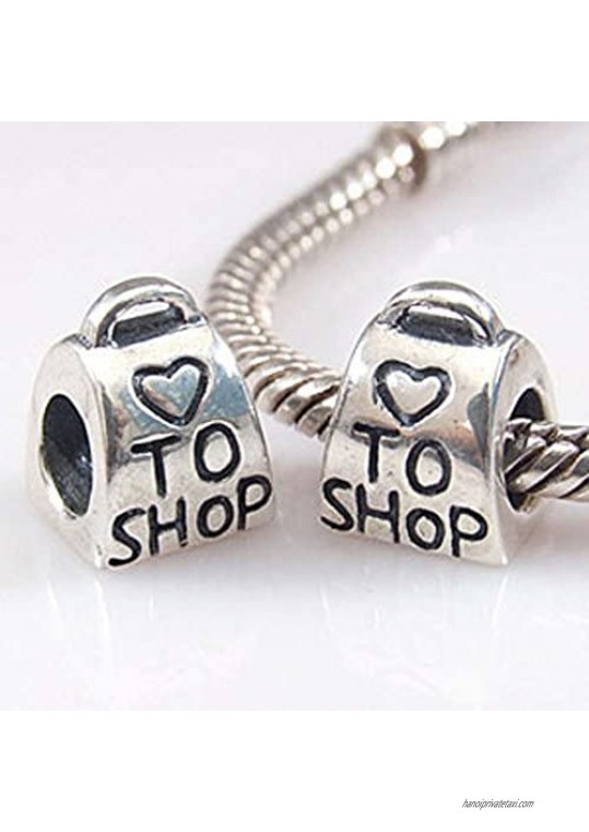 to Shop Charm 925 Sterling Silver Shopping Bag Charm for Pandora Bracelet