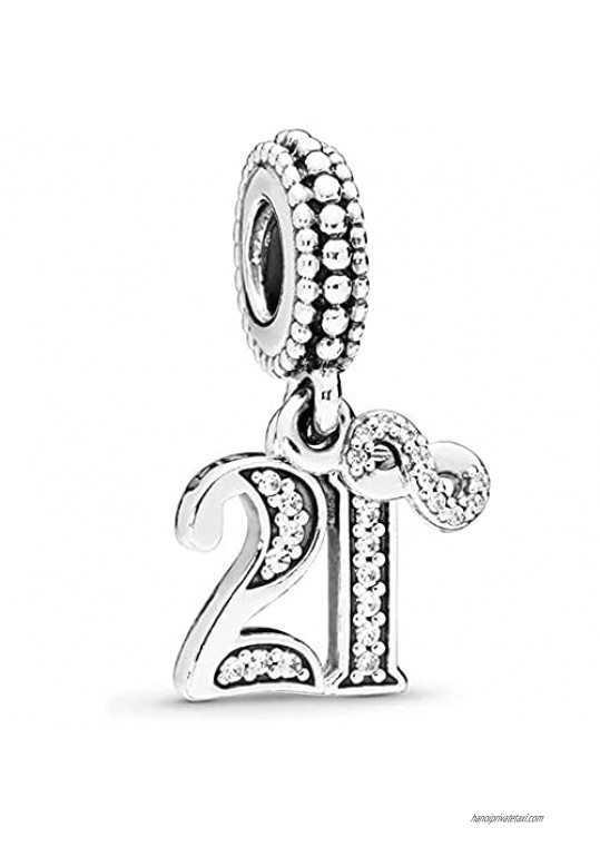 ZBRO 16 18 21 30 50 Years of Love Dangle Charm Fits Original Pandora Bracelets 925 Sterling Silver Bead DIY Making Birthday Anniversary Fashion Jewellery Gift