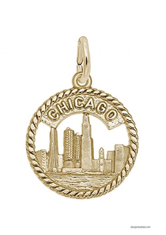 10k Yellow Gold Chicago Skyline Charm Charms for Bracelets and Necklaces